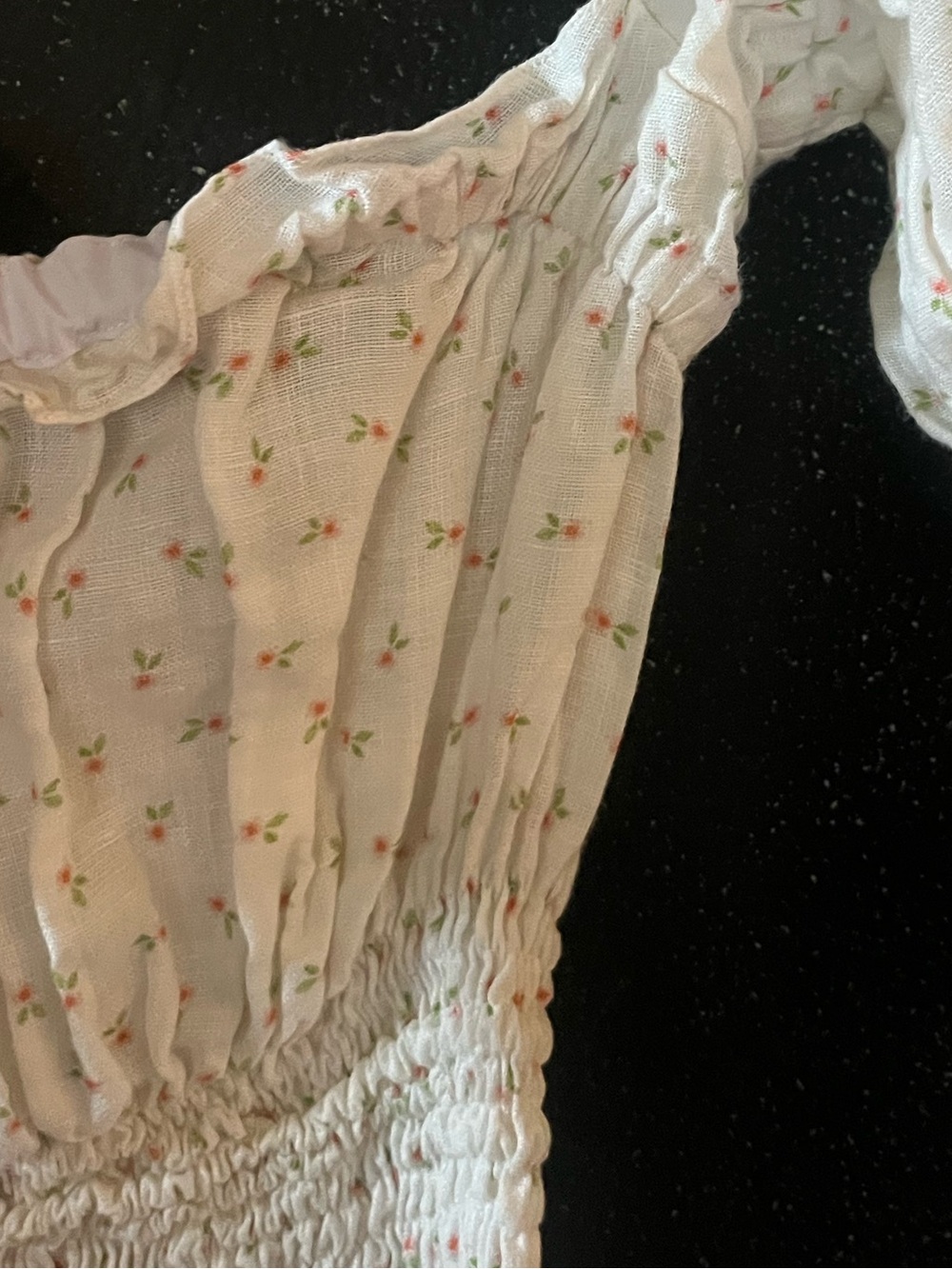 Sleeper Michelin Ivory/White Floral Long-Sleeve Puff Dress size S euc - Picture 5 of 7